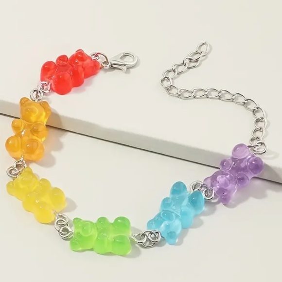 Rainbow Candy Gummy Bear Bracelet - Brand New, Lobster Clasp with Extra Chain - Picture 2 of 4